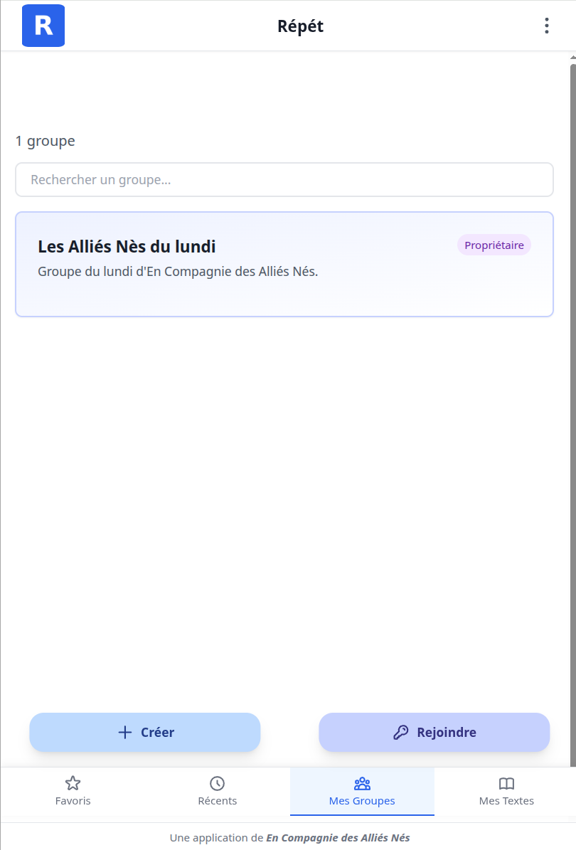 Partage en troupe - Groupes